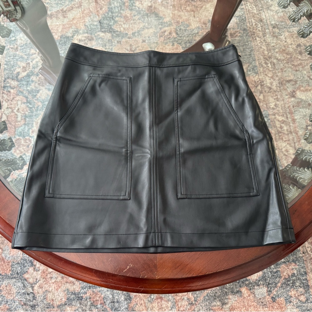 LOFT Black Leather Mini Skirt